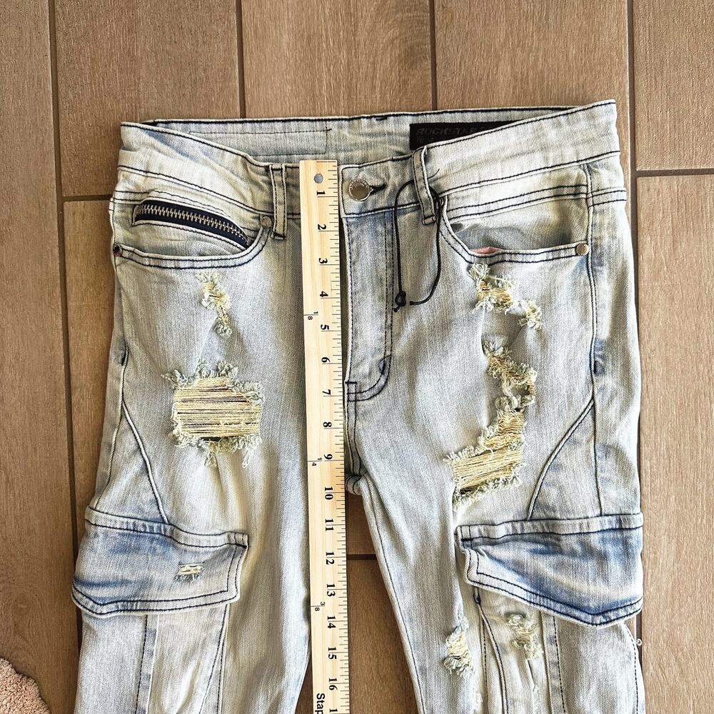Rockstar Original Slim Cargo Stacked Flare Stretch Jeans 30X36 Y2K Streetwear - Picture 9 of 11